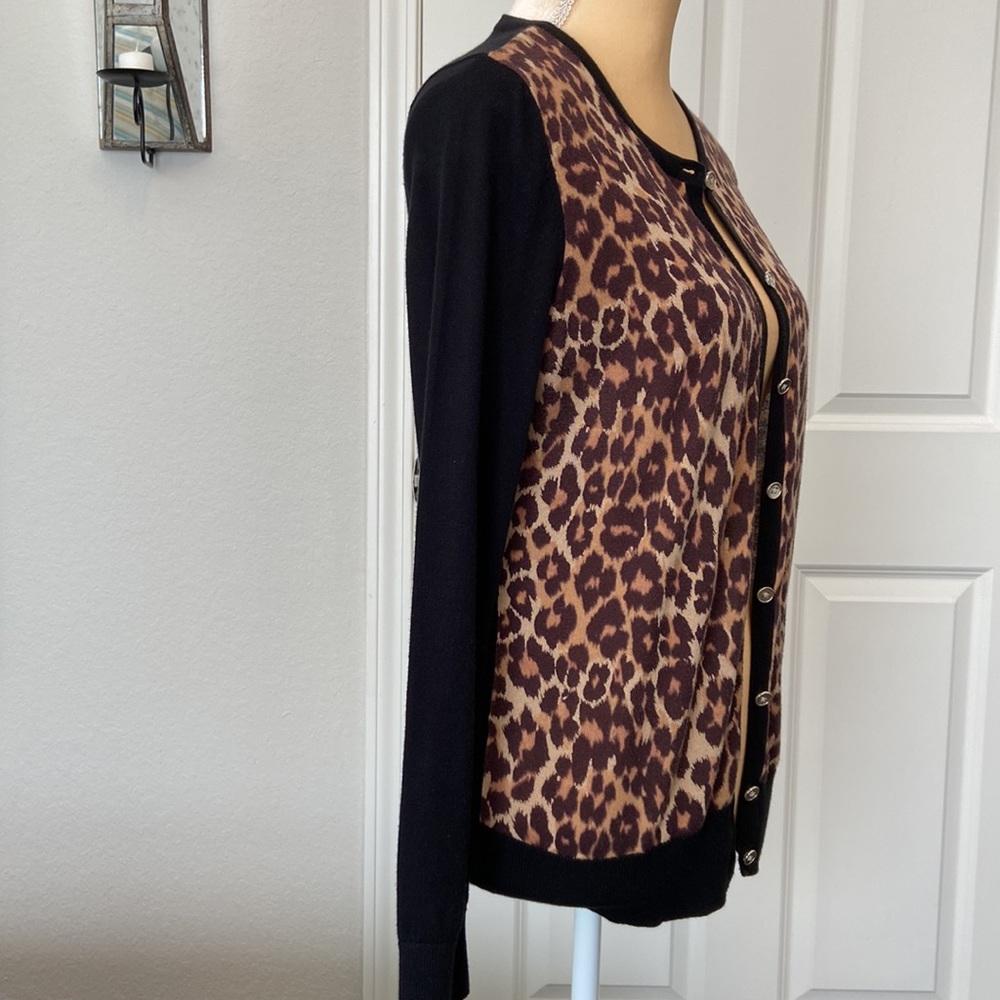 Ann Taylor Alluring Leopard Print Cardigan, Petite Medium